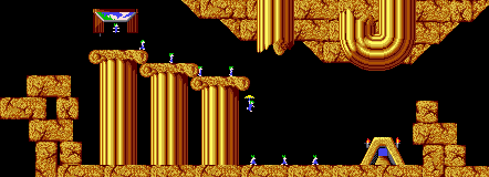Overview: Lemmings, Amiga, Fun, 2 - Only floaters can survive this
